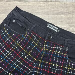 Decibel Mens 40x34 Black Distressed Jeans‎ Multicolor Embroidered Y2K Streetwear